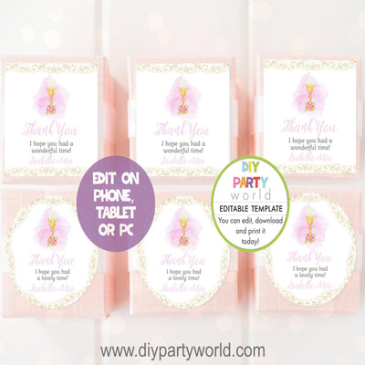 DIY Editable Pink First Holy Communion Favour Tags R1002 - DIY Party World