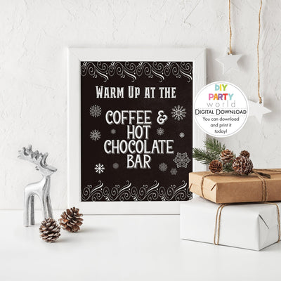 DIY Printable Christmas Coffee and Hot Chocolate Bar Sign - DIY Party World