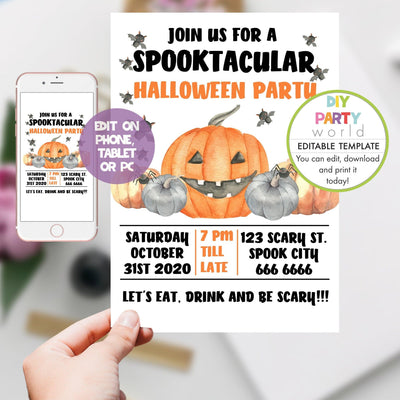 DIY Editable Halloween Party Invitation H1002 - DIY Party World