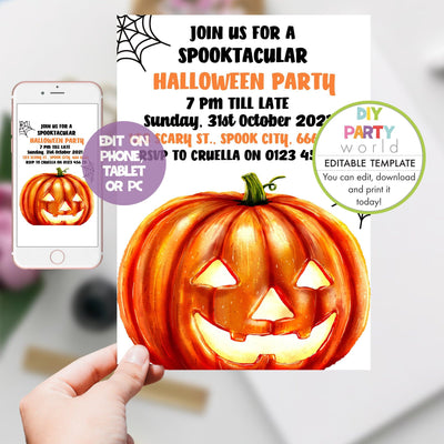 DIY Editable Halloween Party Invitation Template H1004 - DIY Party World