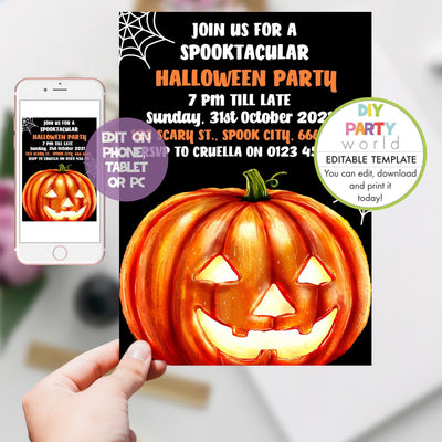 DIY Editable Halloween Party Invitation Template  H1005 - DIY Party World