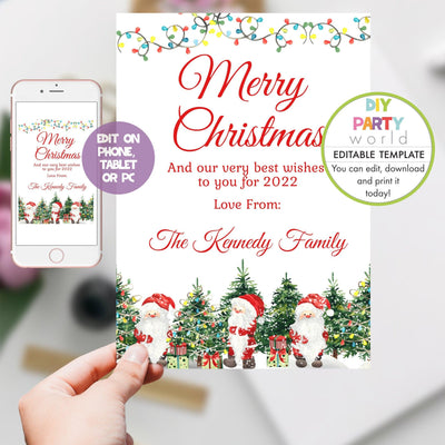 DIY Editable Santas Christmas Card Template C1020 - DIY Party World