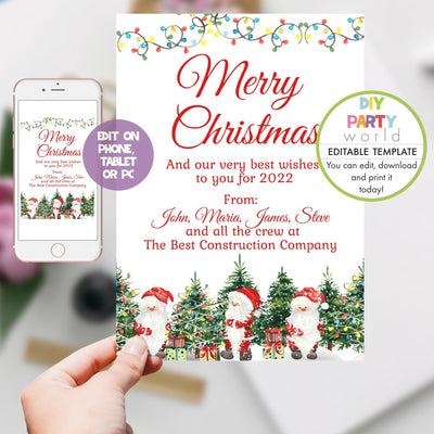 DIY Editable Santas Christmas Card C1020 - DIY Party World