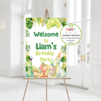 DIY Editable Dinosaurs Welcome Sign Template  B1001 - DIY Party World