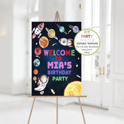 DIY Editable Girls Space Welcome Sign B1002 - DIY Party World