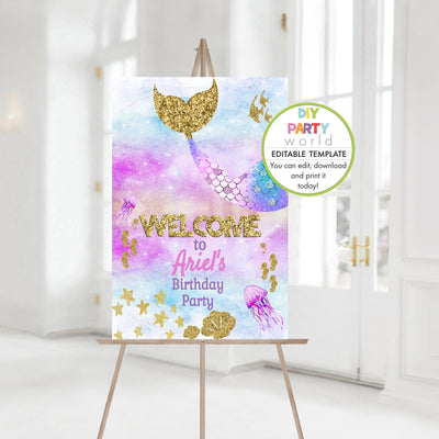 DIY Editable Mermaid Party Welcome Sign B1007 - DIY Party World