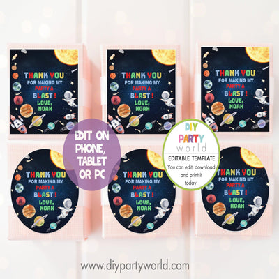 DIY Editable Planets Space Party Favour Tags B1002 - DIY Party World