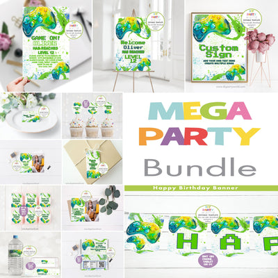 DIY Editable Gamer Mega Birthday Party Bundle B1010 - DIY Party World