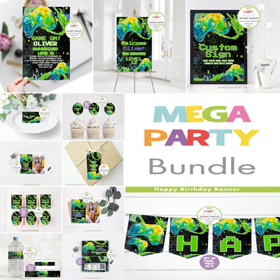 DIY Editable Gaming Mega Birthday Party Bundle B1010 - DIY Party World