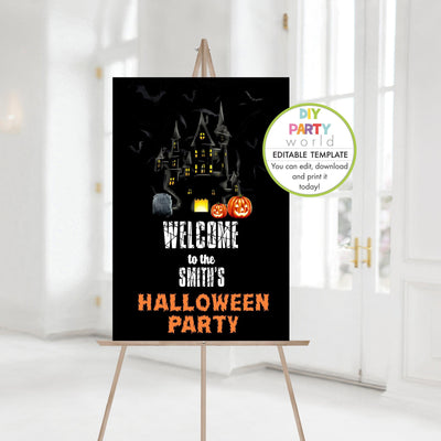 DIY Editable Haunted House Halloween Welcome Sign Template H1006 - DIY Party World