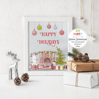 DIY Printable Happy Holidays Sign - DIY Party World