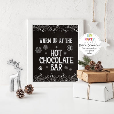 DIY Printable Christmas Hot Chocolate Bar Sign - DIY Party World
