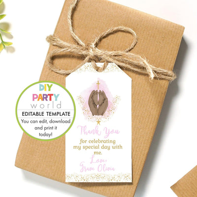 DIY Editable Pink Baby Feet Favour Tag R1001 - DIY Party World