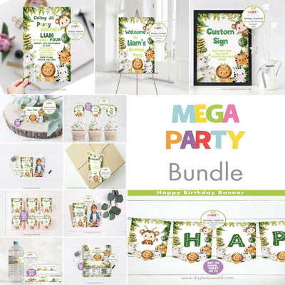DIY Editable Safari Animals Mega Birthday Party Bundle B1005 - DIY Party World