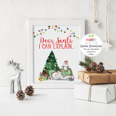 DIY Dear Santa I Can Explain Snowman Sign Printable - DIY Party World