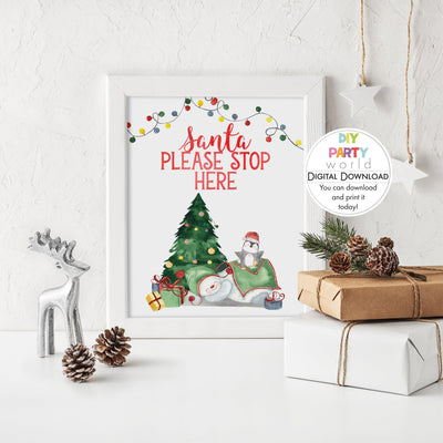 DIY Santa Please Stop Here Snowman Sign Printable - DIY Party World