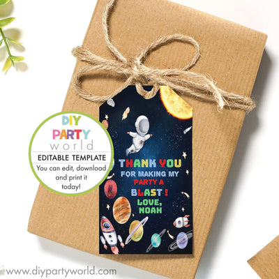 DIY Editable Planets Space Party Favour Tag B1002 - DIY Party World