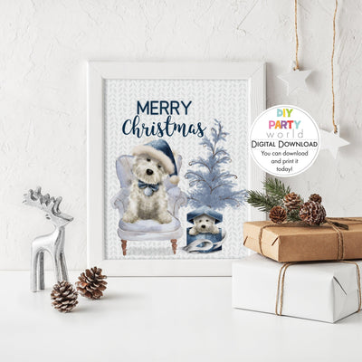 DIY Merry Christmas West Highland Terrier Sign Printable - DIY Party World