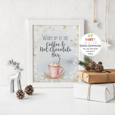 DIY Christmas Coffee and Hot Chocolate Bar Sign Printable - DIY Party World