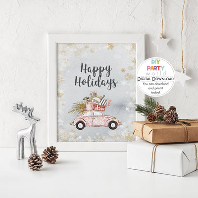 DIY Happy Holidays Car Sign Printable - DIY Party World