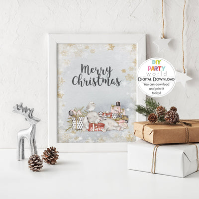 DIY Grey Merry Christmas Sign Printable - DIY Party World