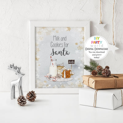DIY Milk and Cookies for Santa Sign Printable - DIY Party World
