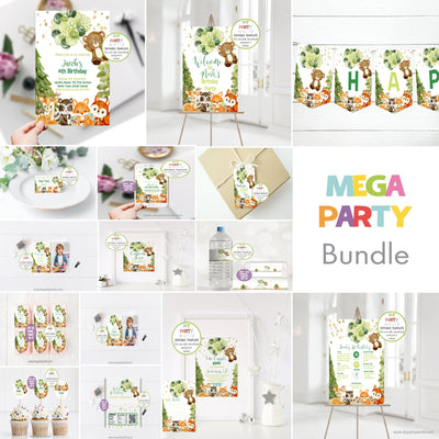 DIY Editable Woodland Animals Mega Birthday Party Bundle B1011 - DIY Party World