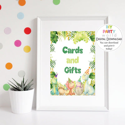 DIY Dinosaur Cards and Gifts Sign Printable B1001 - DIY Party World