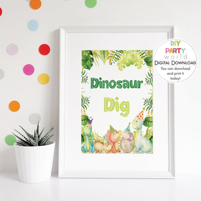 DIY Dinosaur Dig Sign Printable B1001 - DIY Party World