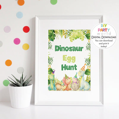 DIY Dinosaur Egg Hunt Sign Printable B1001 - DIY Party World