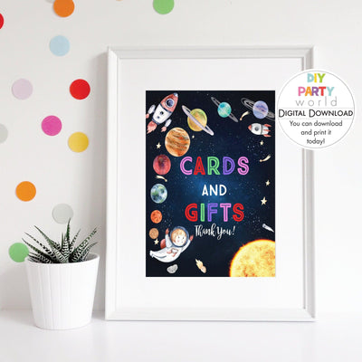 DIY Girls Space Cards and Gifts Sign Printable B1002 - DIY Party World