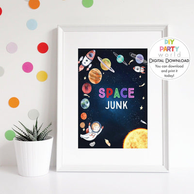 DIY Girls Space Junk Sign Printable B1002 - DIY Party World