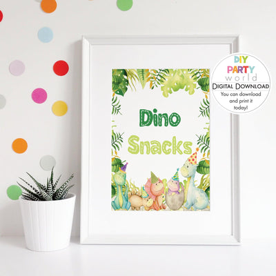 DIY Dinosaur Dino Snacks Sign Printable B1001 - DIY Party World
