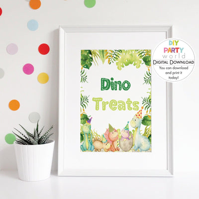 DIY Dinosaur Dino Treats Sign Printable B1001 - DIY Party World