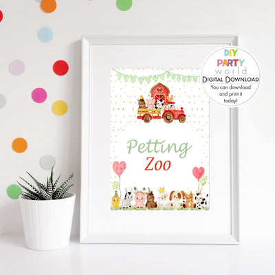 DIY Farm Animals Petting Zoo Sign Printable B1008 - DIY Party World