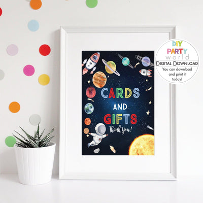 DIY Space Cards and Gifts Sign Printable B1002 - DIY Party World
