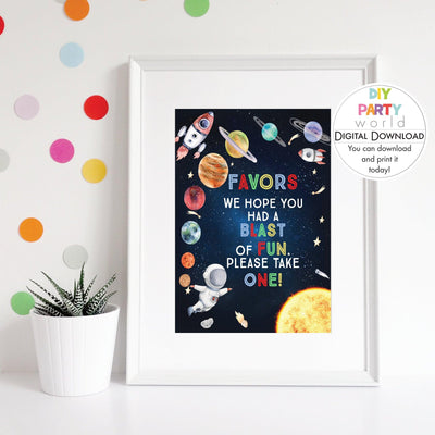 DIY Space Favors Sign Printable B1002 - DIY Party World