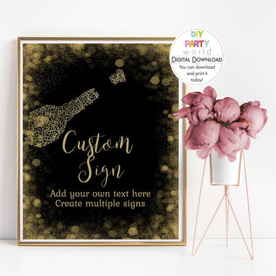 DIY Editable Champagne Bottle New Year's Eve Party Custom Sign Y1001 - DIY Party World