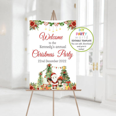 DIY Editable Santa and Elves Christmas Welcome Sign C1021 - DIY Party World