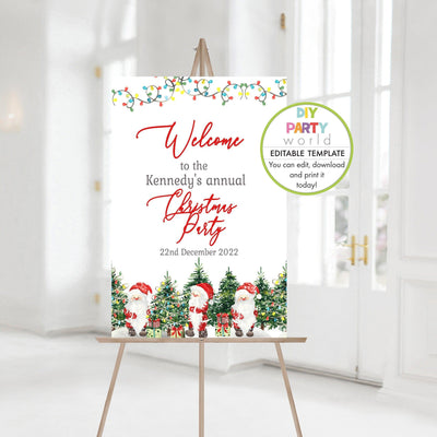 DIY Editable Christmas Santa Welcome Sign Template C1020 - DIY Party World