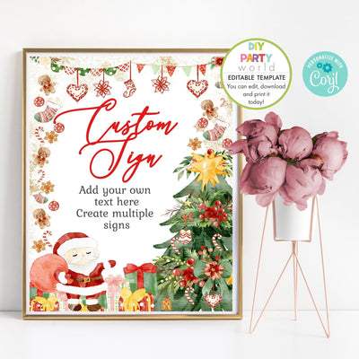 DIY Editable Santa Scene Christmas Party Custom Sign Template C1021 - DIY Party World