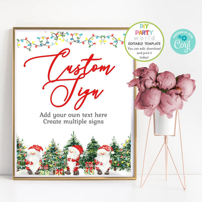 DIY Editable Santa Christmas Party Custom Sign C1020 - DIY Party World